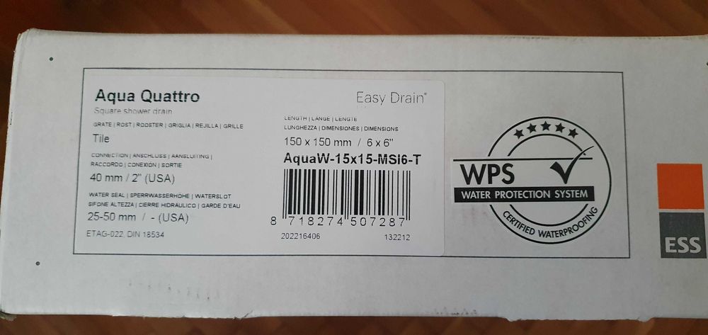 Подов сифон за вграждане Aqua Quattro-Easy Drain