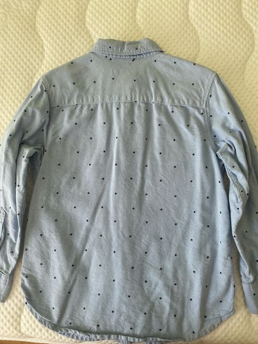 Светло синя плътна памучна риза с дълъг ръкав 120 см