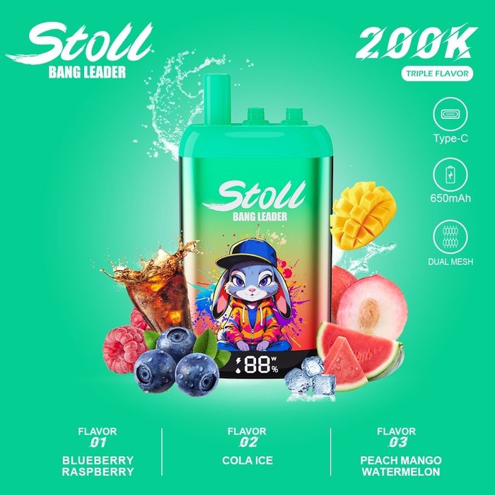 Vape 200.000 fumuri 3 arome, Redbull Bang Stoll, model nou