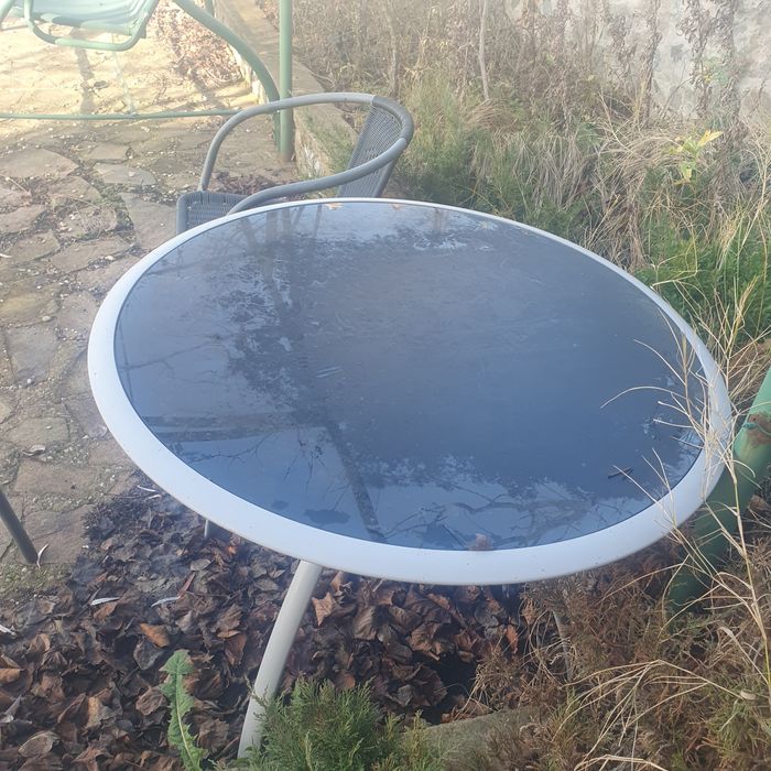 Masa cu 4 scaune set exterior terasa gradina din sticla metal aluminiu