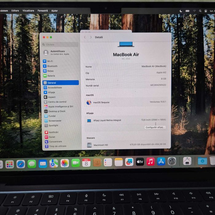 Laptop Apple MacBook Air M2 2022 8gb 512gb Blue 70 cicluri Zeus 34520