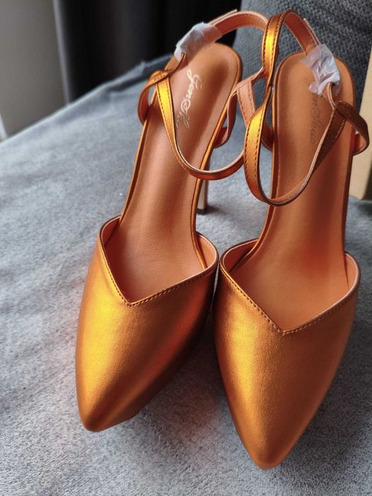 Sandale Genshuo cu toc stiletto 13 cm – portocaliu, mărimea EU 39