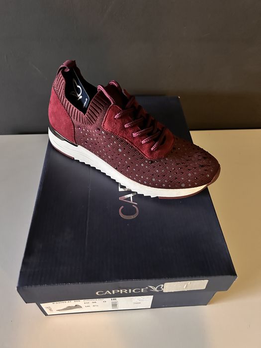 Sneakers piele damă CAPRICE cu strasuri • Mărimea 36 • Noi în cutie