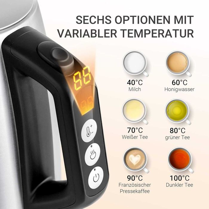 Кана Midea с настройка на температурата 40-100C, 1.7L, 2200W