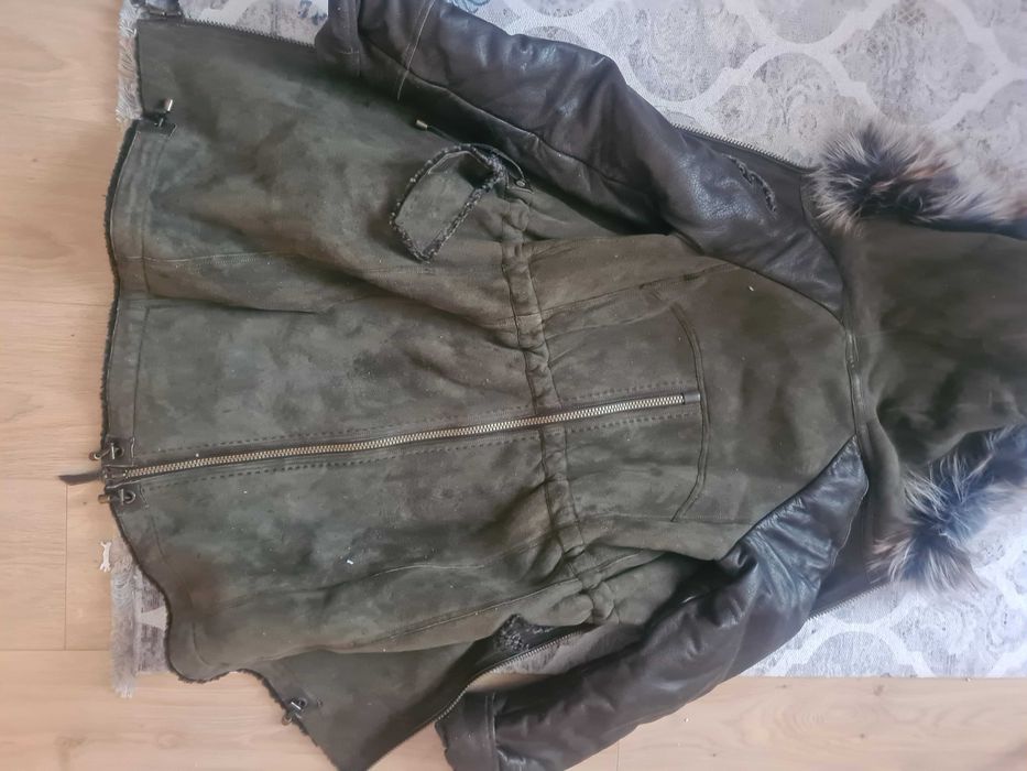 Дубленка цвета хаки