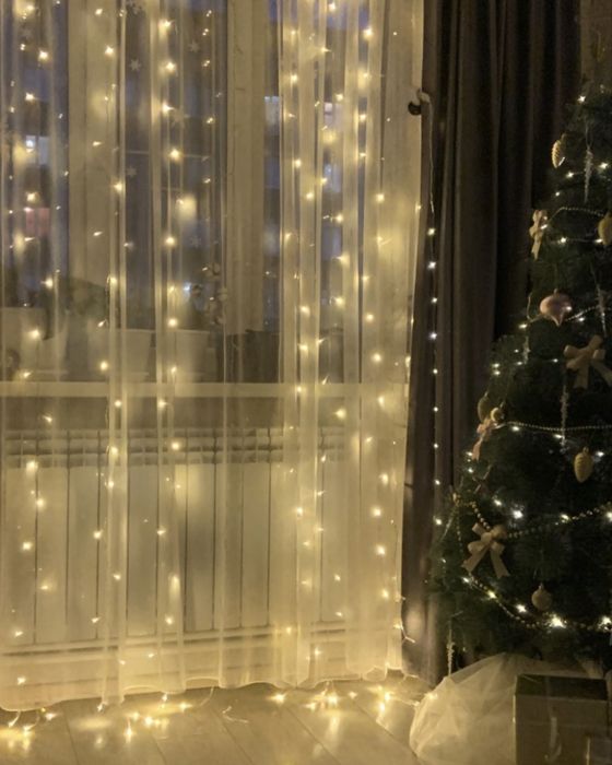 Гирлянда-штора цвет теплый