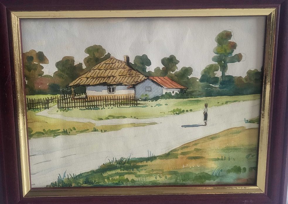 Acuarela pt camera copilului -Casuta la tara- 25x20cm, pictor necunosc