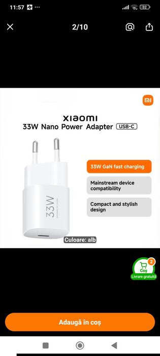 Încărcătoare rapide de 33W pentru telefoanele din gama Xiaomi,Oppo