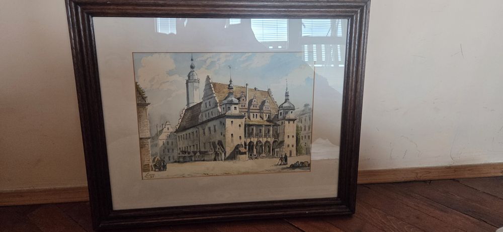 Продавам акварелна картина в рамка – класически градски п