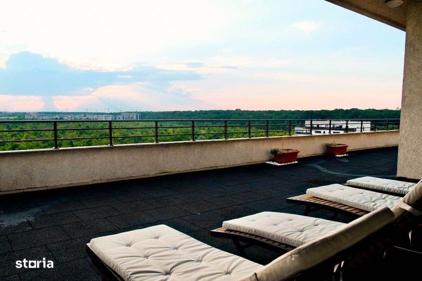Penthouse Lux 4 camere de inchiriat Baneasa | Lift privat | Terasa 360