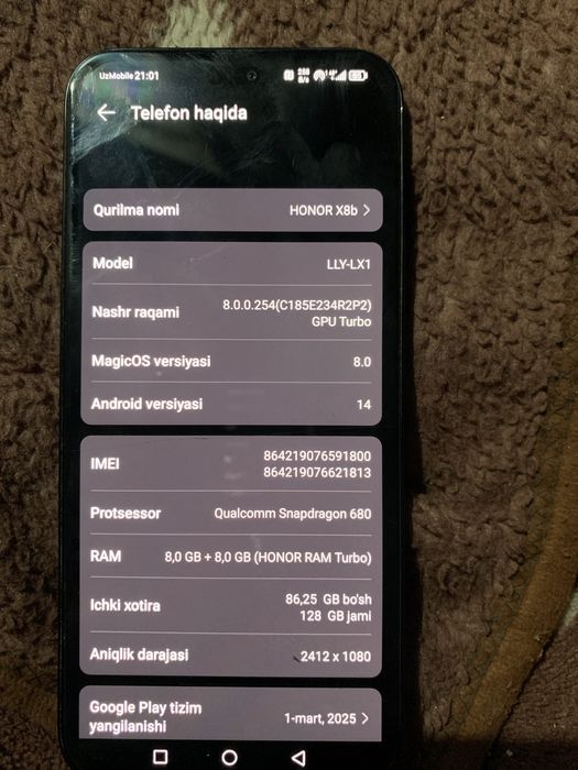 Honor x8b holati ideal