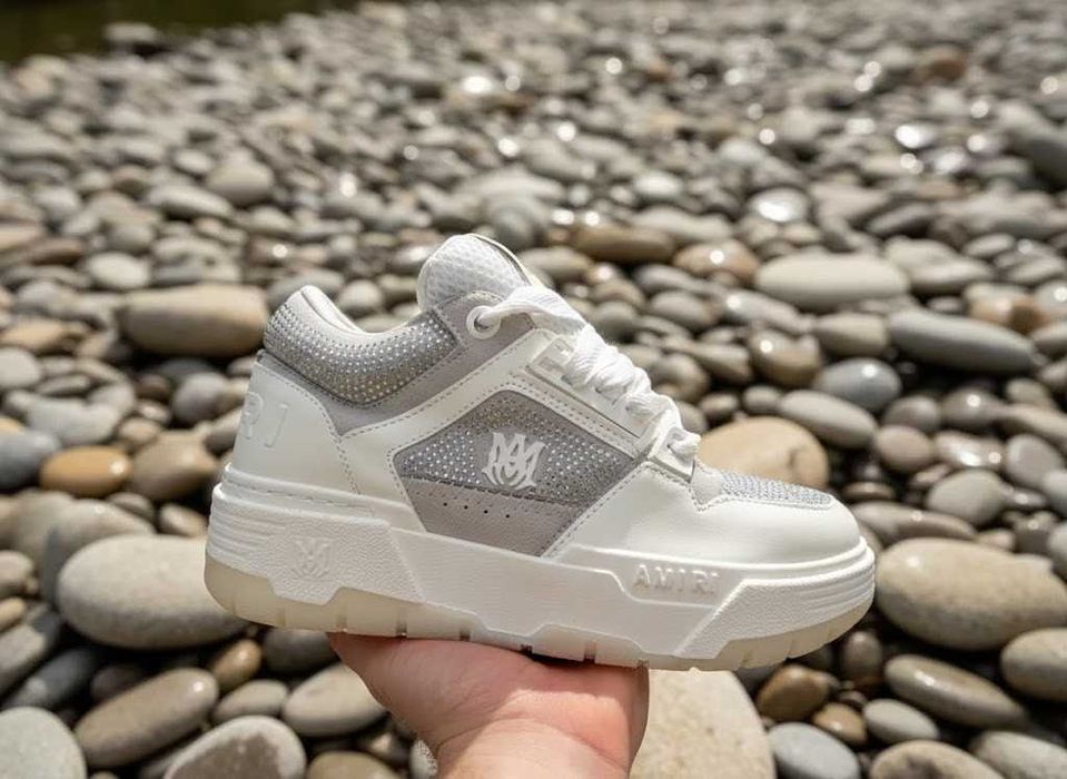 Adidasi AMIRI MA 1 Alb Crystal - Pietricele - Glitter