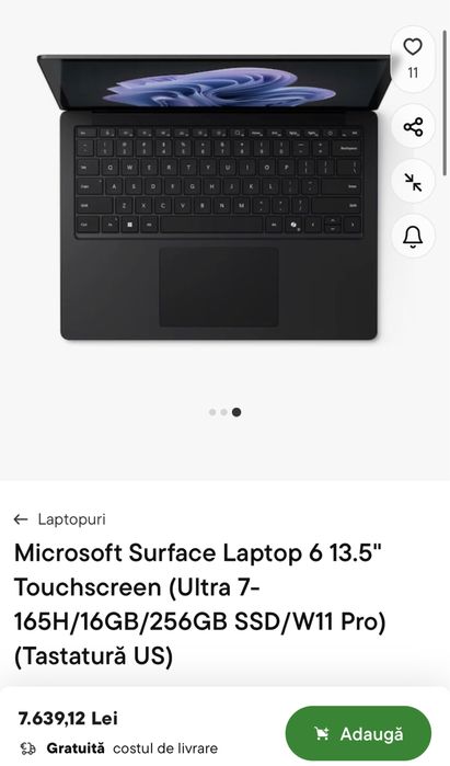Microsoft Surface laptop 6, 13.5 inch touchscreen, SIGILAT
