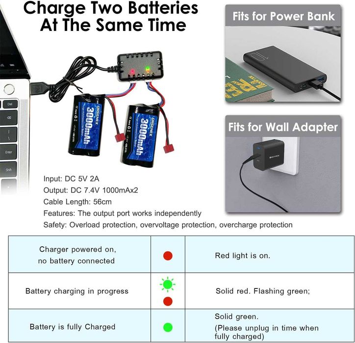 3000mAh 7.4 V литиево-йонна батерия с Deans T-щепсел 2S презареждаща се RC батерия
