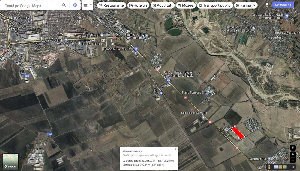 Teren 46.000 mp in intravilanul Municipiului Buzau, zona Verguleasa