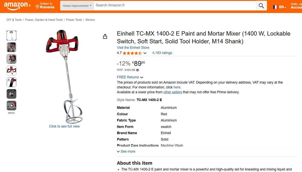 Amestecator Einhell TC-MX 1400-2 1400W