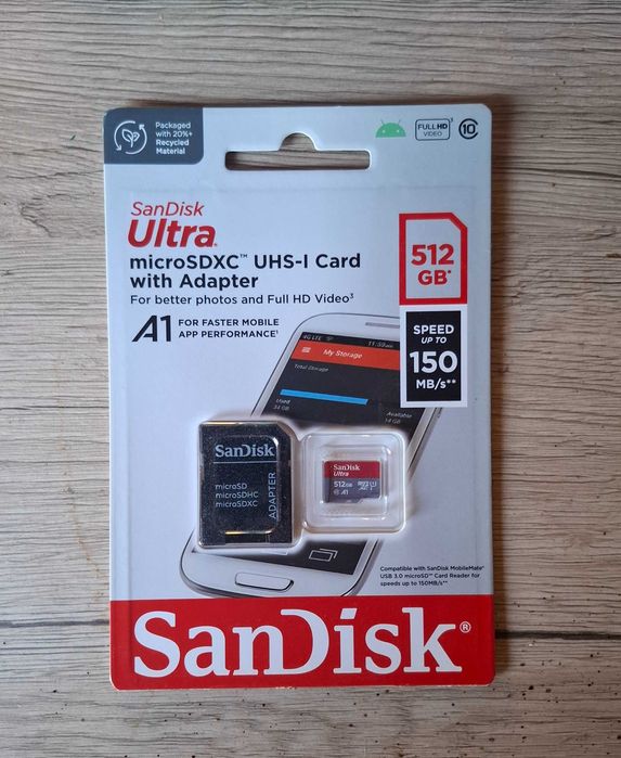 Sandisk картa памет 256GB или 512GB + SD адаптер