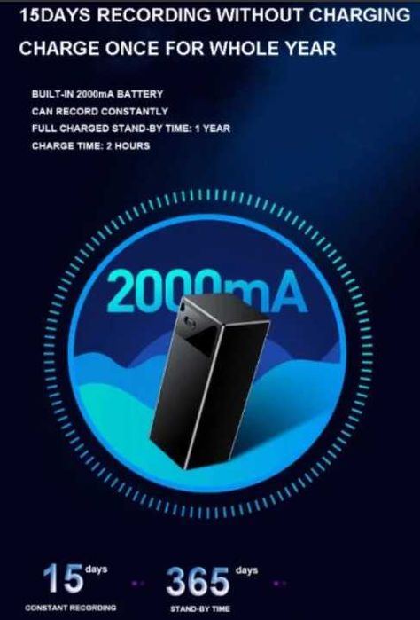 Vandlion V12 OTG 2х Микрофона 360° DSP Магнитен Шпионски Аудио Рекордер Гласово Активация 384 Часа Запис и 1 Година в Изчакване + MP3 плеър и Слушалки