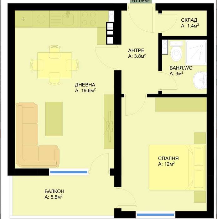 Продава се Двустаен апартамент в Варна, Гранд Мол Варна - 61 кв.м за 1950 €/кв.м - Снимка #4