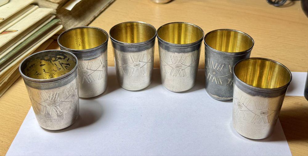 Серебрянные рюмки СССР 6 шт.