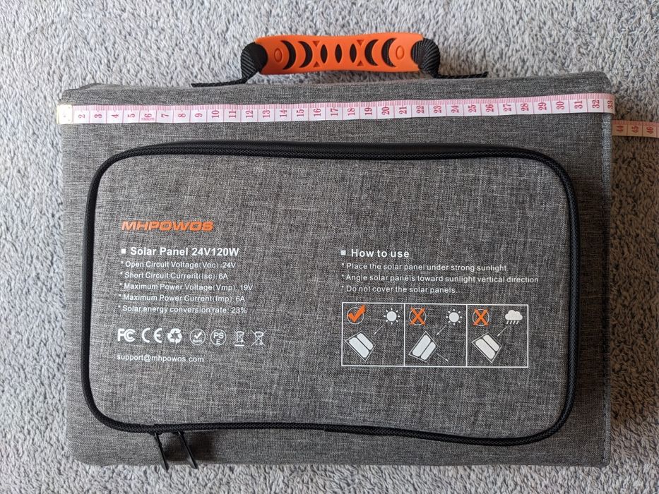 Соларен панел MHPOWOS 120W. Лек и сгъваем, (кемпер, каравани, туризъм)