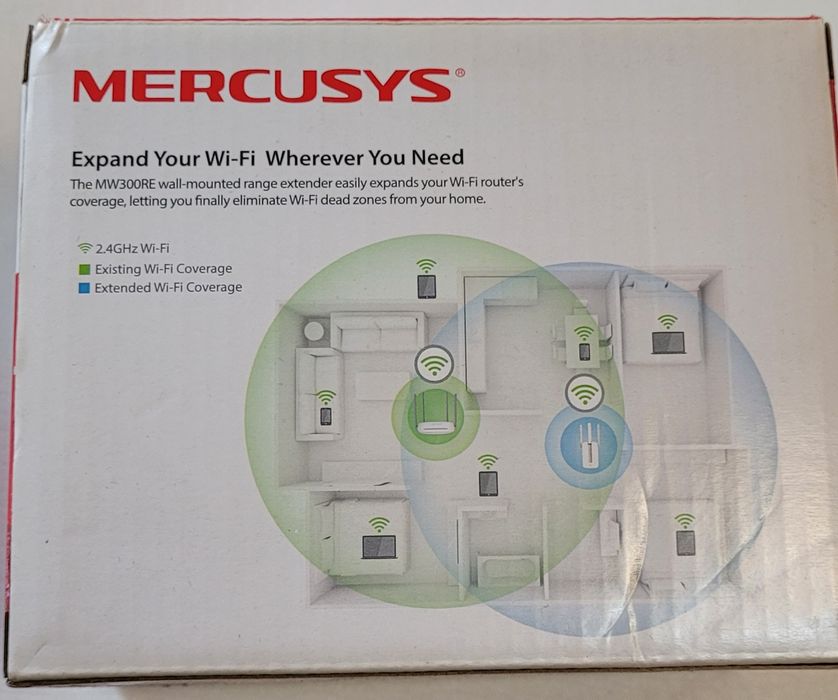 Amplificator nou Wi-Fi Mercusys MW300RE, 300 Mbit/s, 2.4 GHz, 3 antene externe