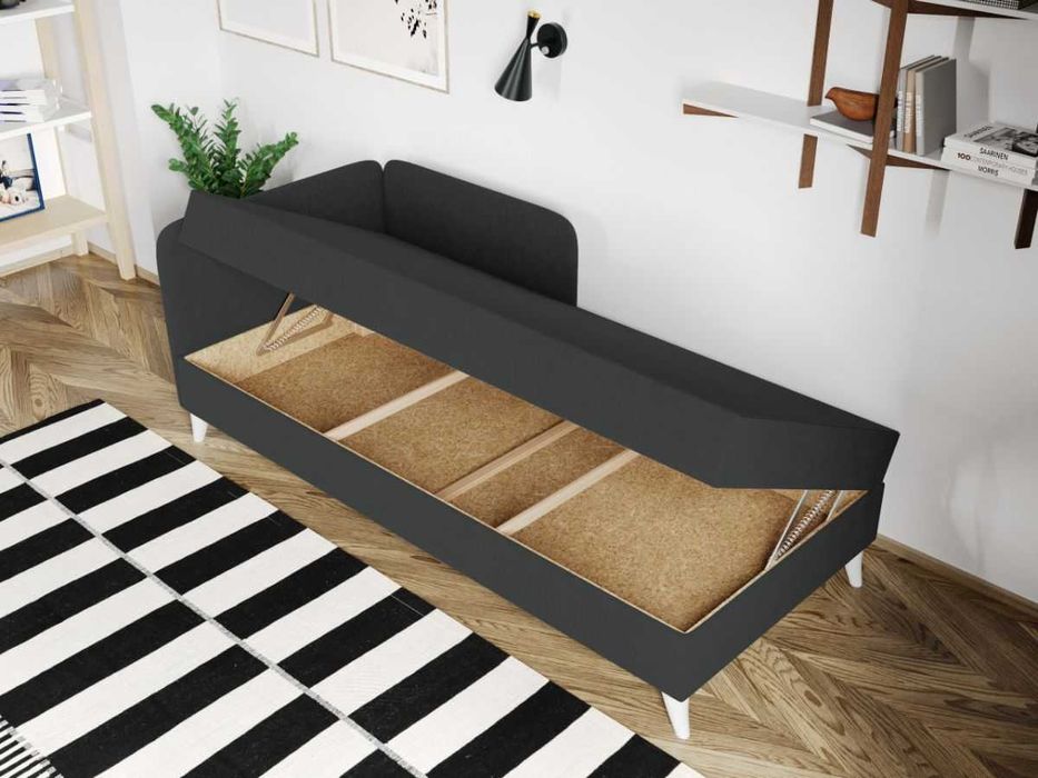 Divan dublu / Pat matrimonial tapitat Gri Inchis Soft Rabatabil