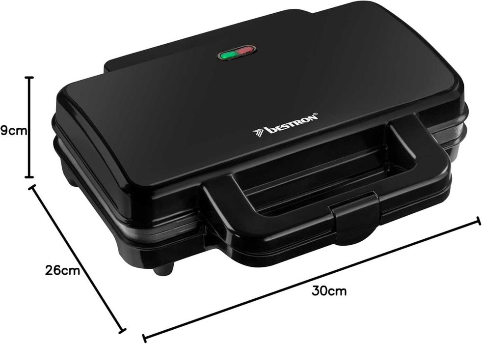 Bestron XL тостер за сандвичи, незалепващо покритие за 2сандвича, 900W