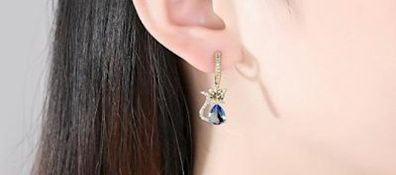 Cercei placati cu aur alb 18 k