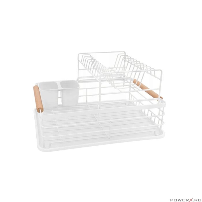 Suport pentru vase cu 2 nivele, otel-plastic 43x32x27 cm, alb,