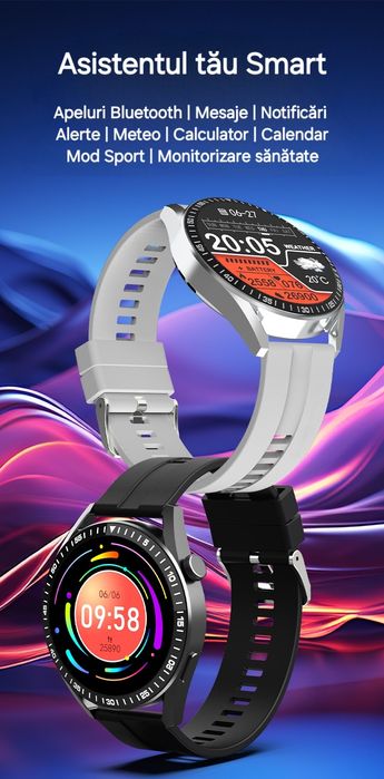 Smartwatch Bluetooth HD: apel/mesaje. Mod sport/fitness. Android&IOS.