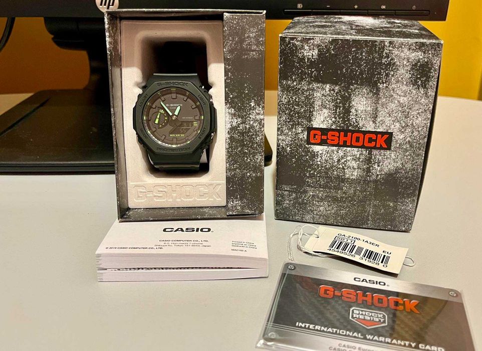 ПРОМО НОВ Casio G-Shock GA-2100-1A3ER унисекс/черен часовник/аларма/20 BAR/хронометър