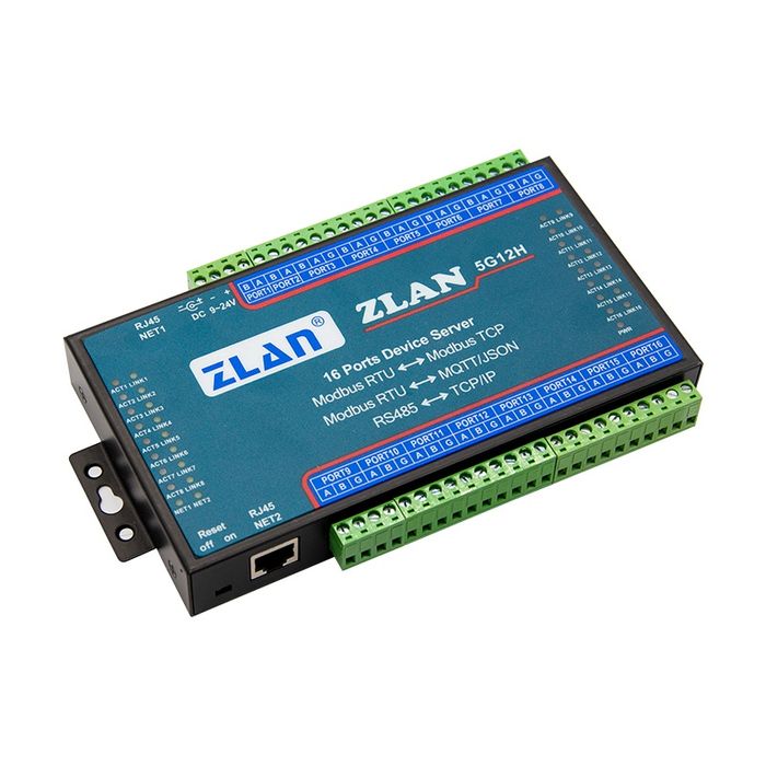 ZLAN5G12H – 16-портов RS485 сериен сървър, TCP/IP gateway, индустриале