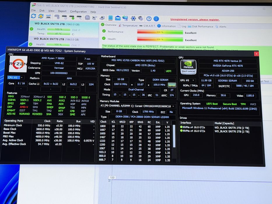 PC GAMING - RTX 4070, Ryzen 7 5800x, 4TB SSD, 16GB RAM