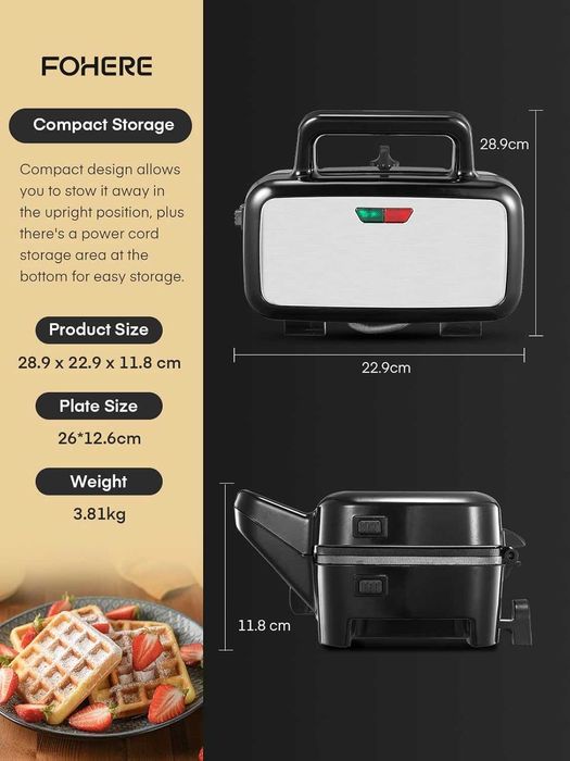 Грил/Тостер и Гофретник Fohere Sandwich Maker, 1200 W 3-in-1,Гаранция