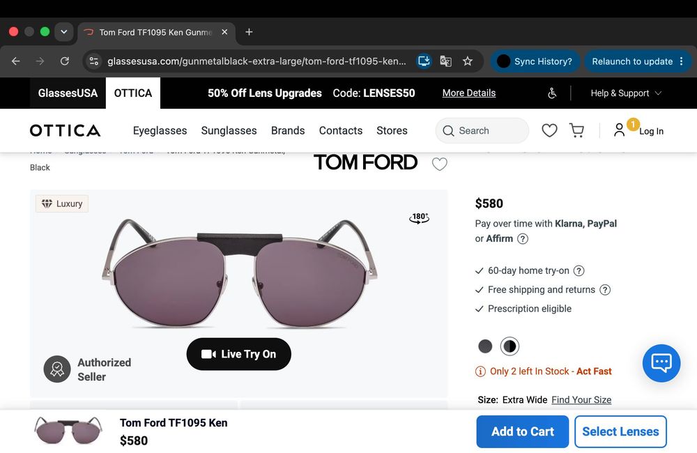 TOM FORD  Ken Smoke Pilot Men's Sunglasses
