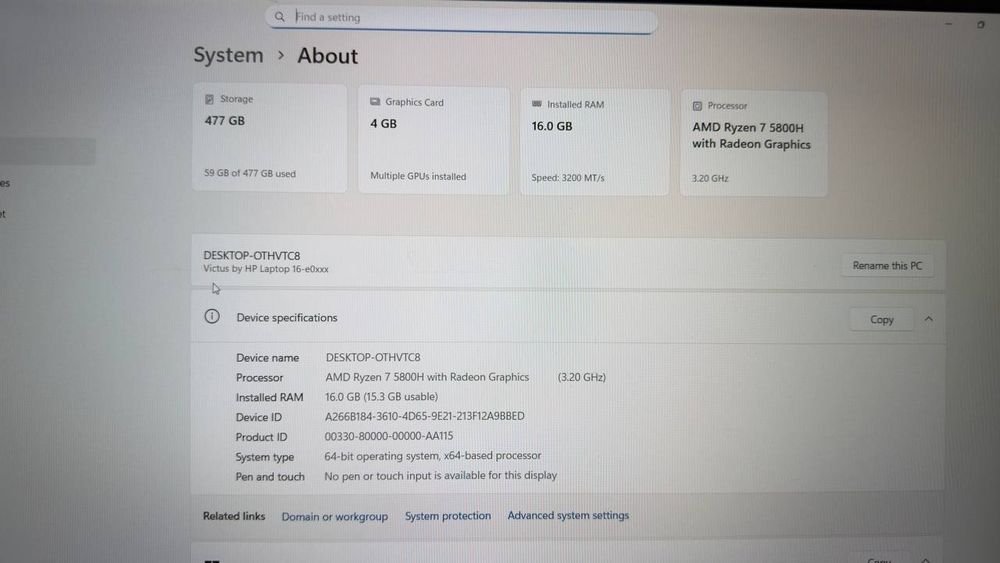 HP VICTUS GAMiNG noutbuk notebook ноутбук