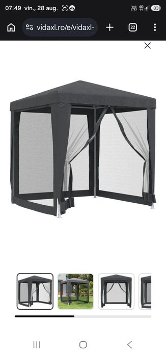 Cort de petrecere cu 4 pereți din plasă, antracit, 2x2 m, HDPE