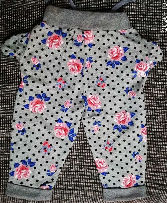 Штаны для девочек "горошек", цвет серый, с начёсом