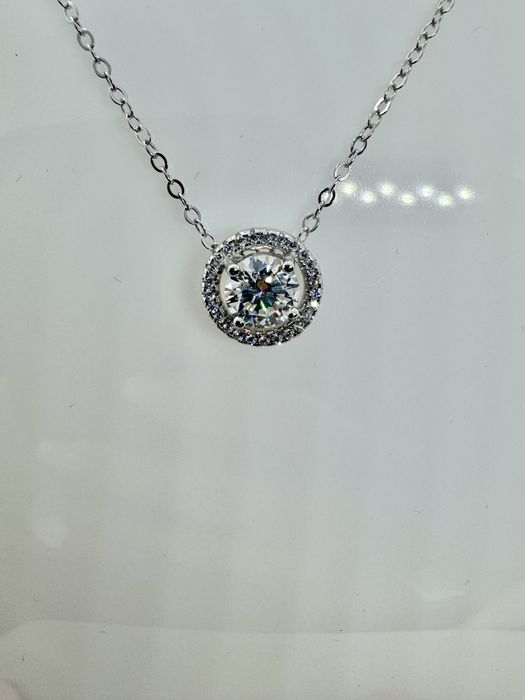Сребърно колие с мойсанит (диамант) 1 карат