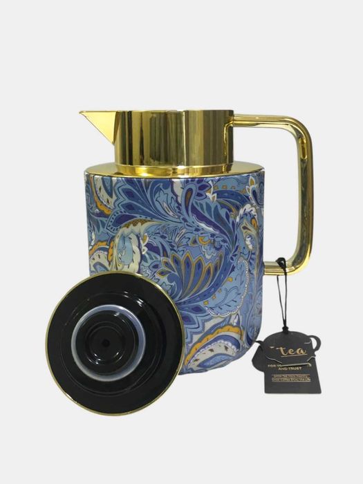 Термос Feenik 1л, чайник, кофейник, с красной стеклянной колбой