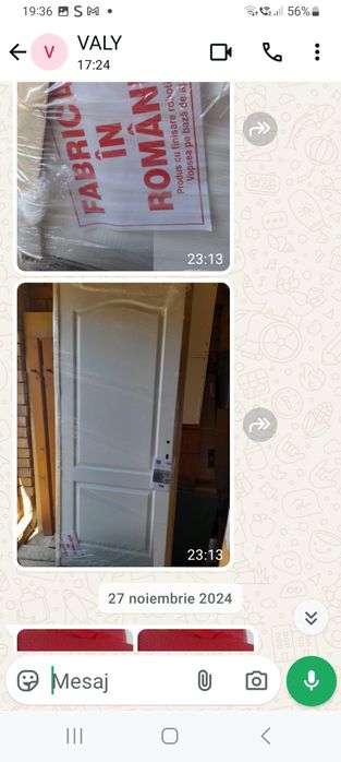 Vând 2 uși de interior  albe