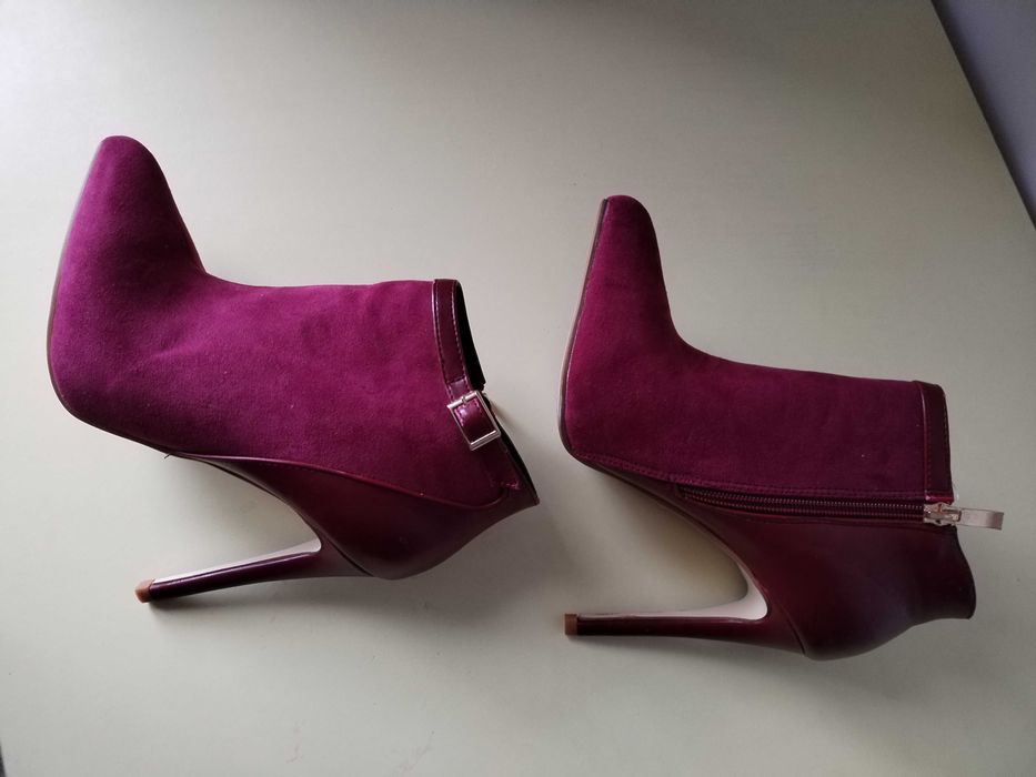 Нови Боти велур и кожа виненочервени 37 номер