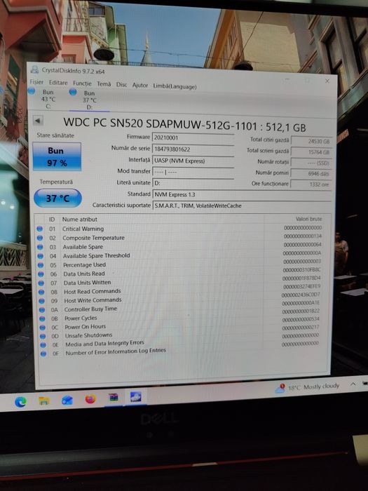SSD Western Digital PC SN520 NVMe, capacitate 512 GB