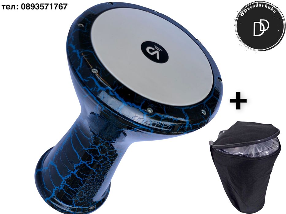 Разпродажба професионална рисувана тарамбука Vatan 46x29см черно-синя