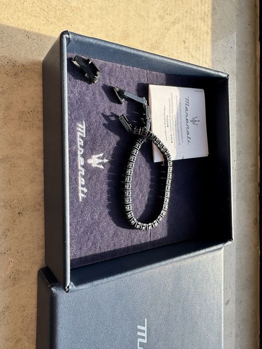 Bratara Unisex Tennis Maserati cu zirconiu negru M22, lungime 21cm