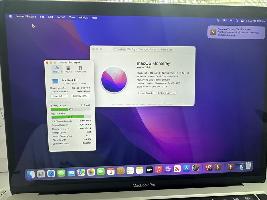 Macbook pro 2020 I5 16Gb
