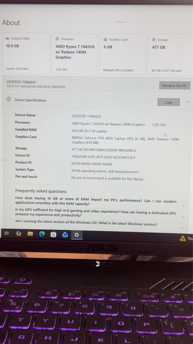 Laptop Asus Tuf A16 Nou!