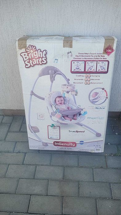 Vând leagăn și balansoar electric 2 în 1 Bright Starts / InGenuity