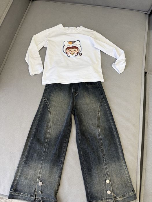 Джинсы и лонгслив 140 см